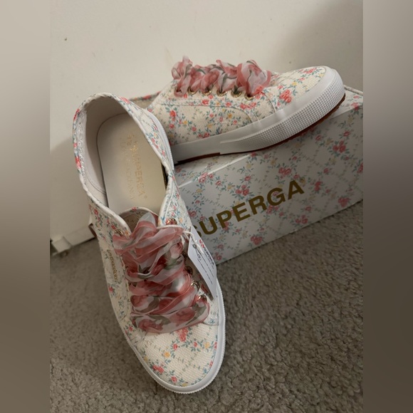 Superga X LoveShackFancy VIRAL Floral Print 💐 “Green Leaf” Sneakers NIB Rare 💎 - Picture 10 of 10